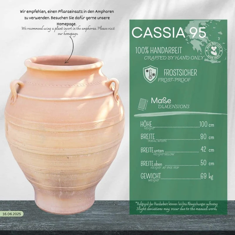 frostfeste Amphore "Cassia", H=100 cm