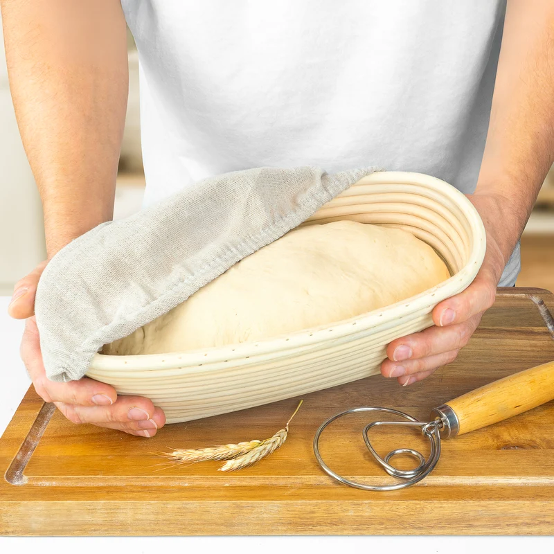 Emaille Brotbackform 28cm mit Deckel und Gärkorb