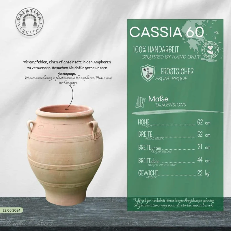 terracotta Amphore "Cassia" H=60 cm