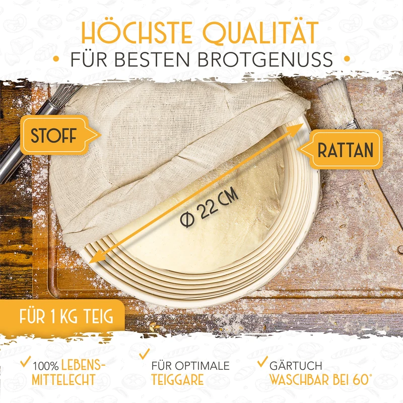 22cm Gärkorb rund inkl. Gärtuch