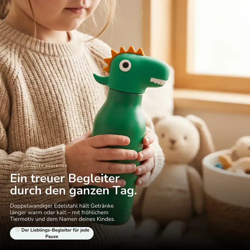 Personalisierte Trinkflasche Kinder Dino – 450 ml