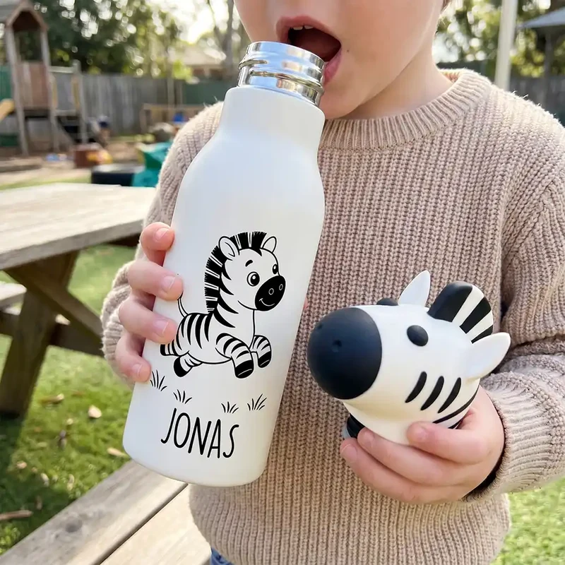 Personalisierte Trinkflasche Kinder Zebra – 450 ml