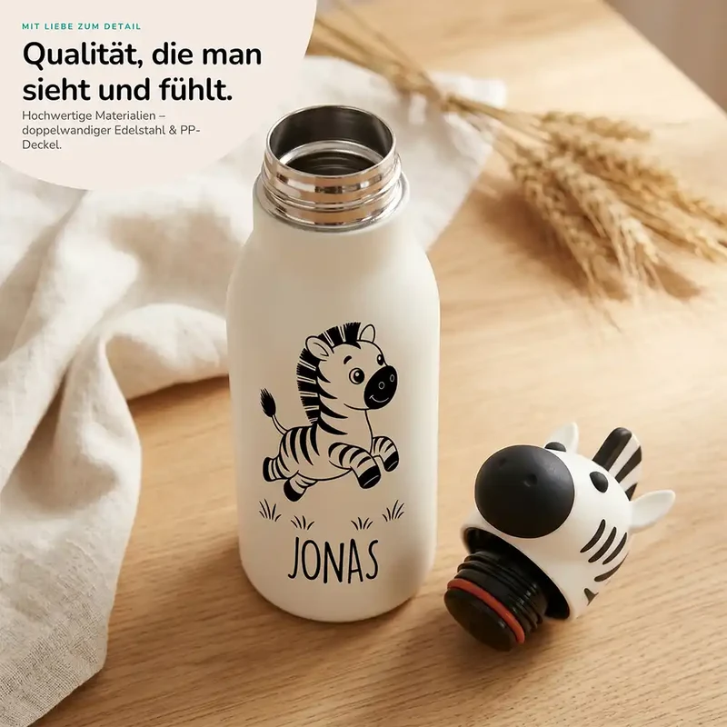 Personalisierte Trinkflasche Kinder Zebra – 450 ml