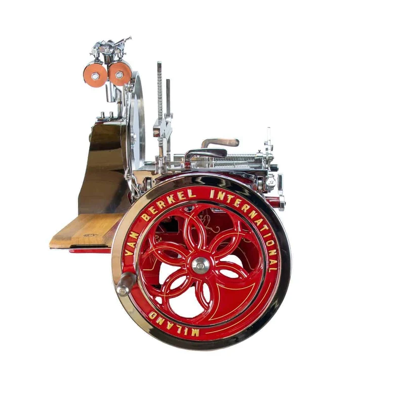 Berkel Volano L16 nostalgische Schwungrad Aufschnittmaschine Rot + handgefertigtem Einlegebrett