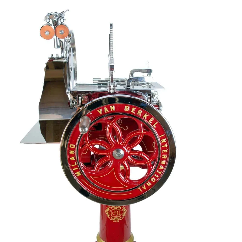 Berkel Volano L16 nostalgische Schwungrad Aufschnittmaschine Rot + handgefertigtem Einlegebrett