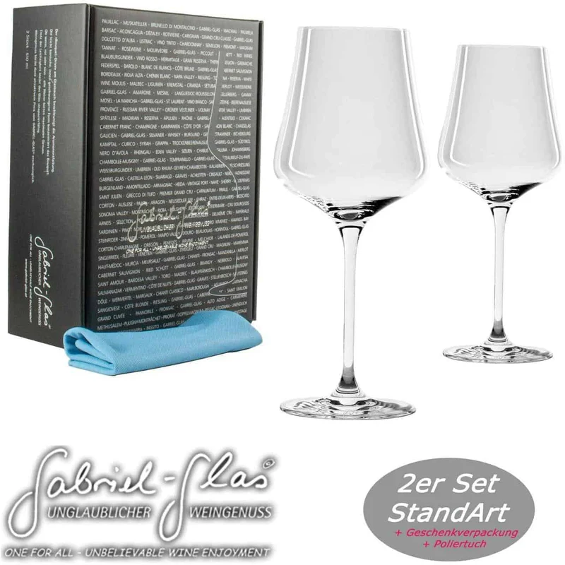 Gabriel Glas StandArt Universal-Weinglas mit Poliertuch