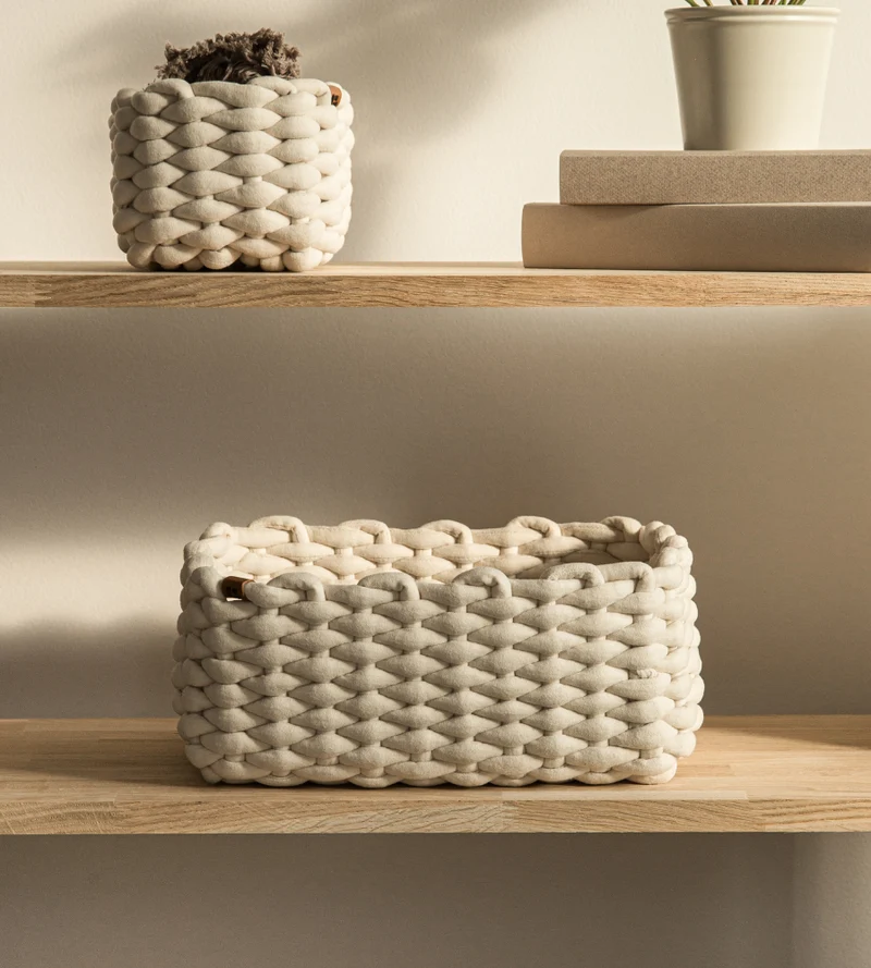 BASKET Aufbewahrungskorb Weiss M - 35x25x14cm