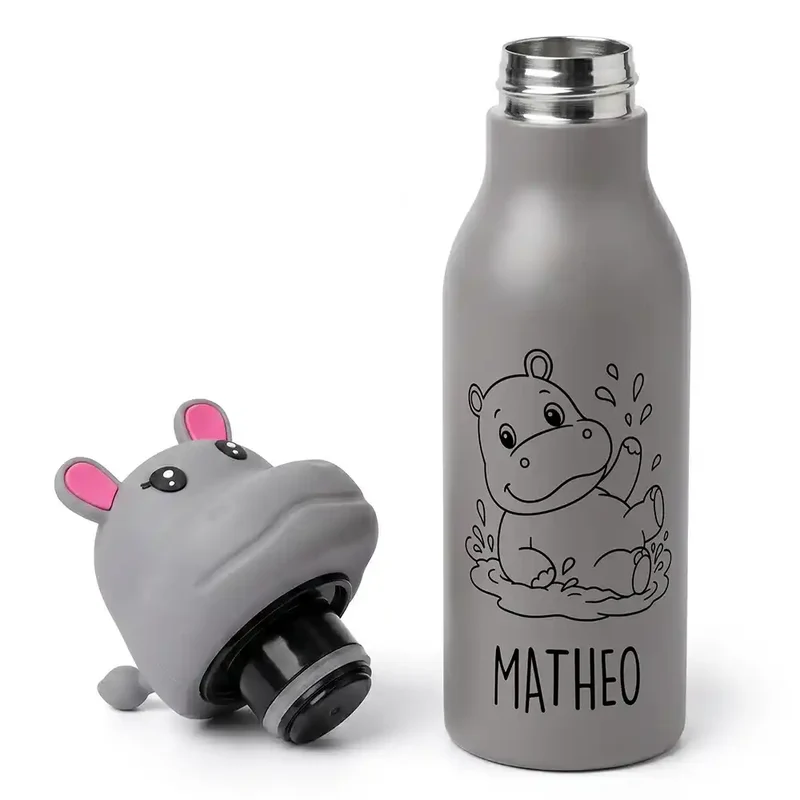 Personalisierte Trinkflasche Kinder Nilpferd – 450 ml