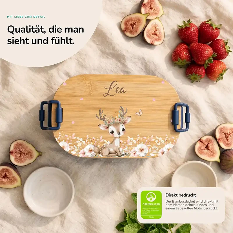 Brotdose Kinder personalisiert, Rehkitz Geweih