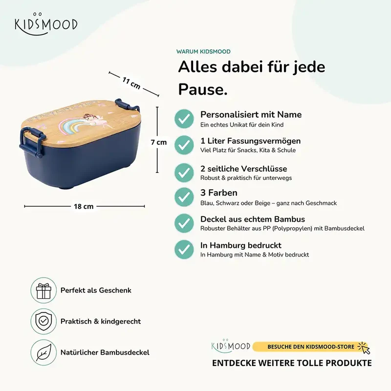 Brotdose Kinder personalisiert, Ballerina Regenbogen