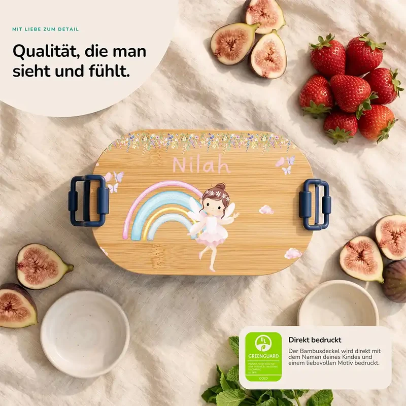 Brotdose Kinder personalisiert, Ballerina Regenbogen