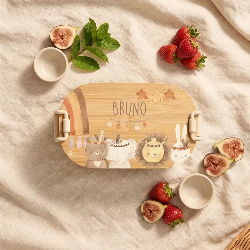 Brotdose Kinder personalisiert, Safari Boho