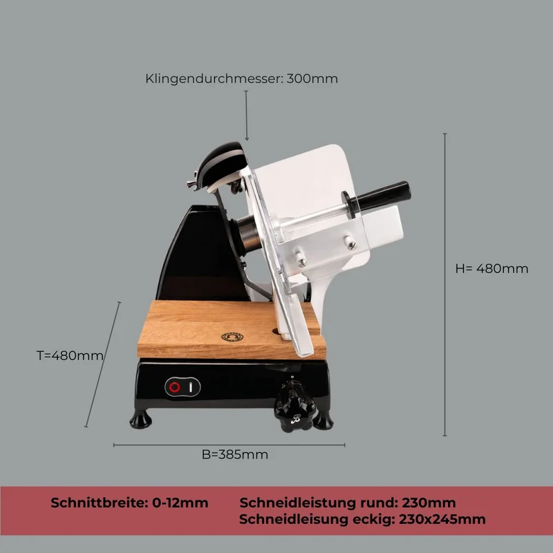 Berkel Red Line 300 Grau, Gastro Aufschnittmaschine, Messerdurchmesser 300 mm + passgenaues Einlegebrett