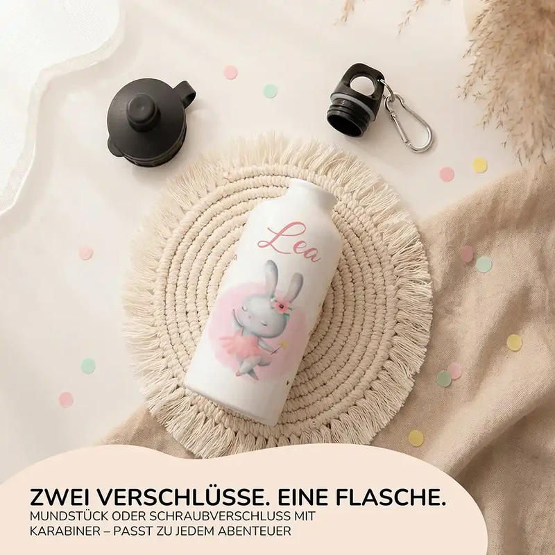 Personalisierte Trinkflasche Kinder – Hase Ballerina