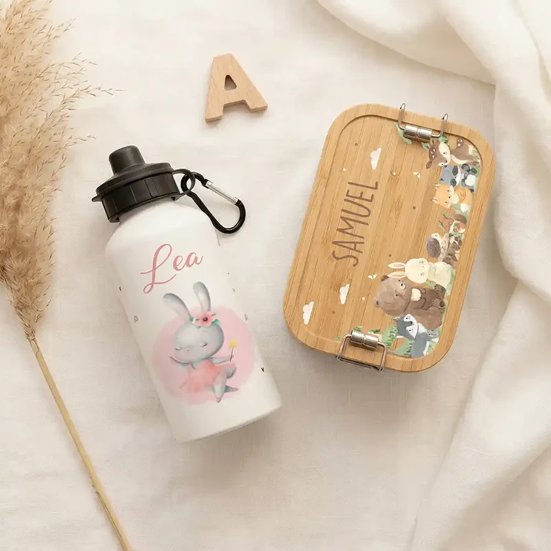 Personalisierte Trinkflasche Kinder – Hase Ballerina