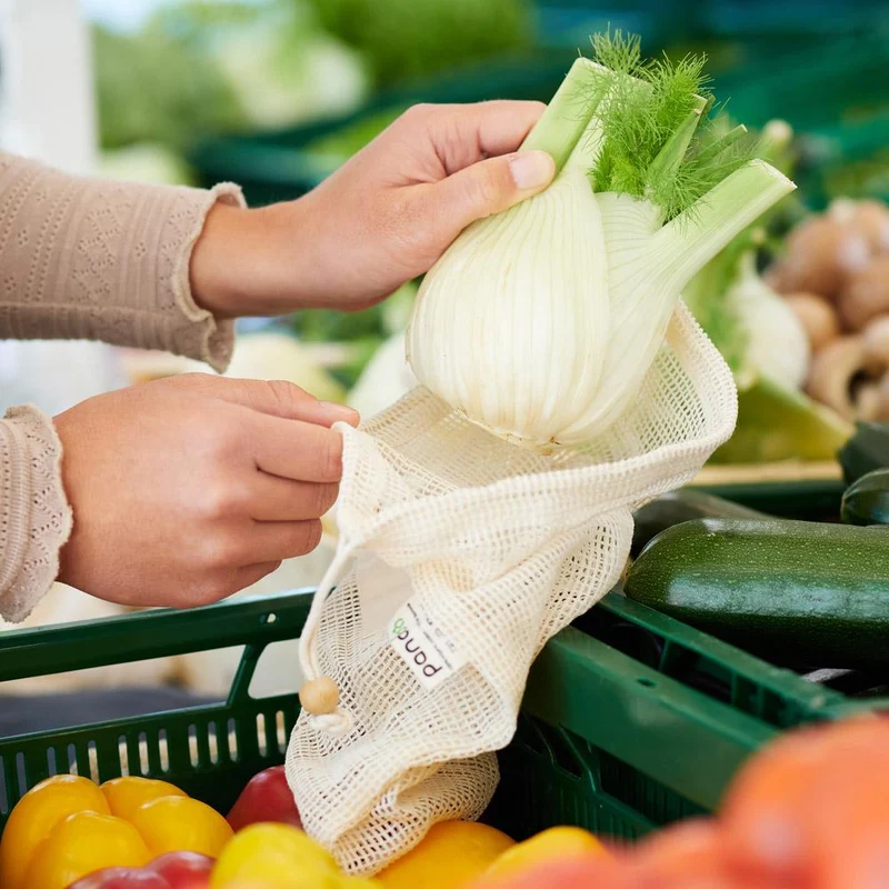 Obst- und Gemüsenetze | 3er- und 6er-Set | Bio Baumwolle