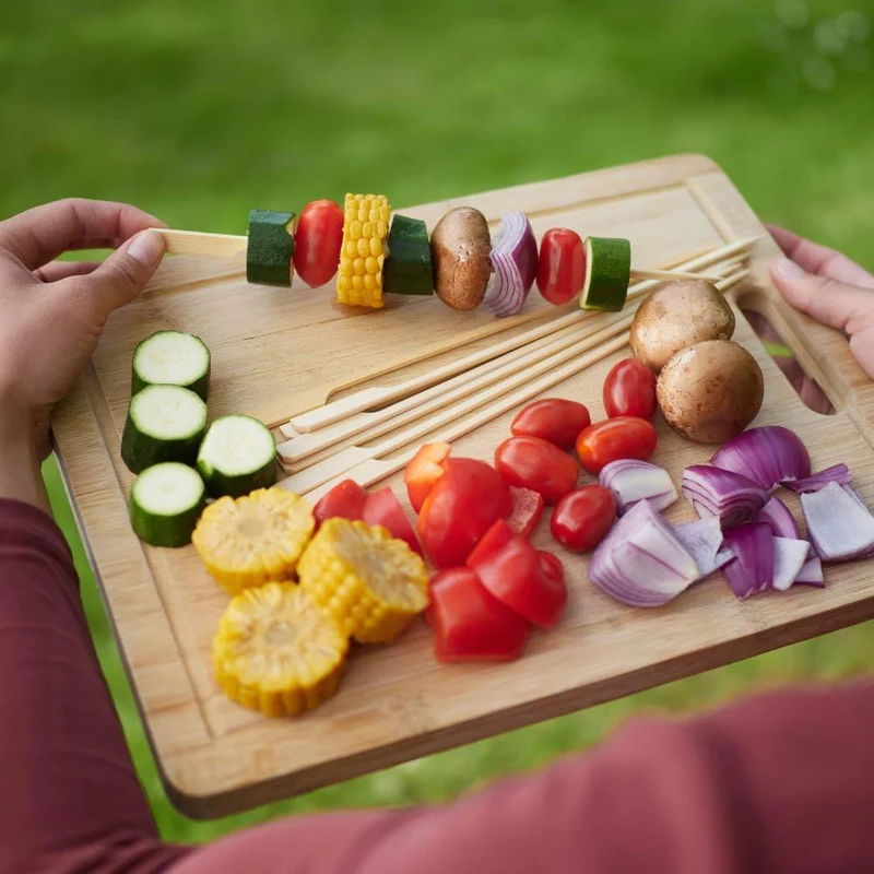 30 Grillsticks mit breitem Griff aus Bambus