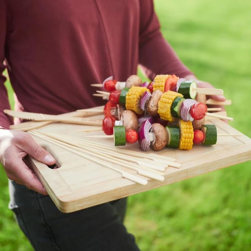 30 Grillsticks mit breitem Griff aus Bambus