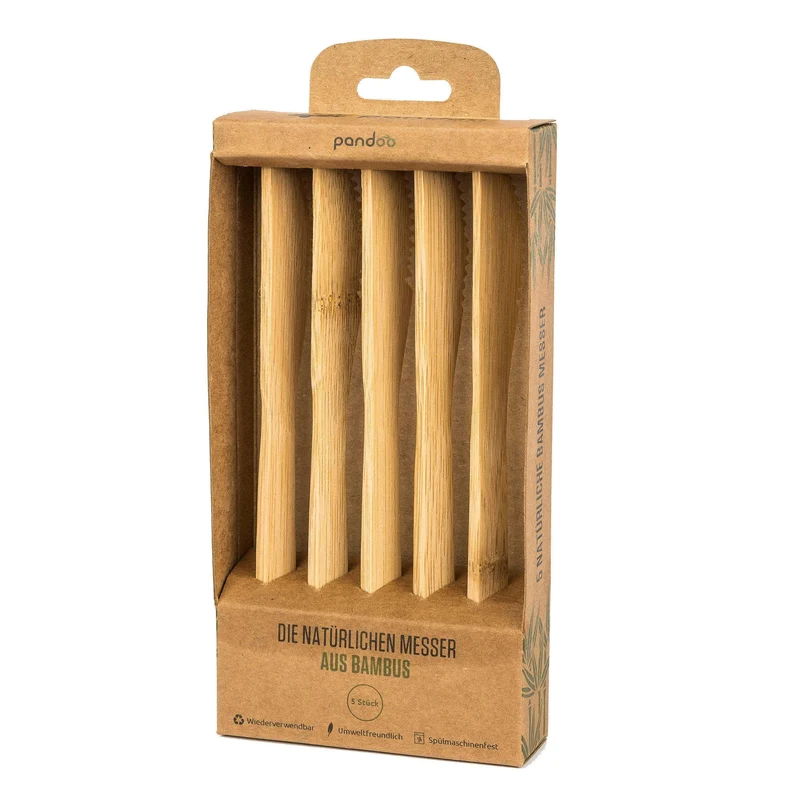 Besteck aus 100% natürlichem Bambus | 5er Set | Löffel, Messer oder Gabeln