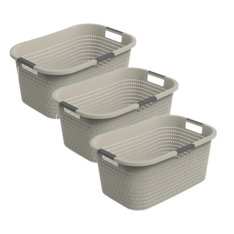 3er Set Country Wäschekorb 40l 3tlg.