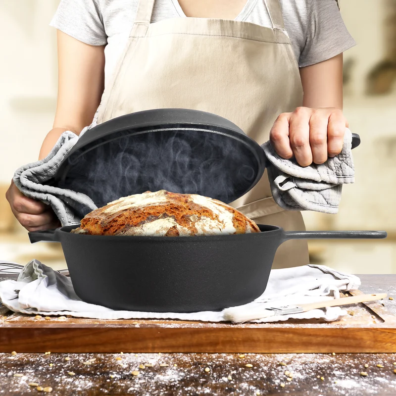 2-in-1 Gusseisen Brotbacktopf 3,0l mit Deckel und Gärkorb