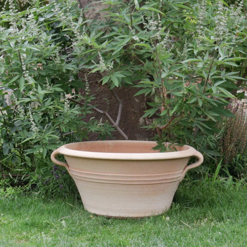Kreta Keramik Terracotta Pflanz- und Wasserschale "Crocus", B=70 cm