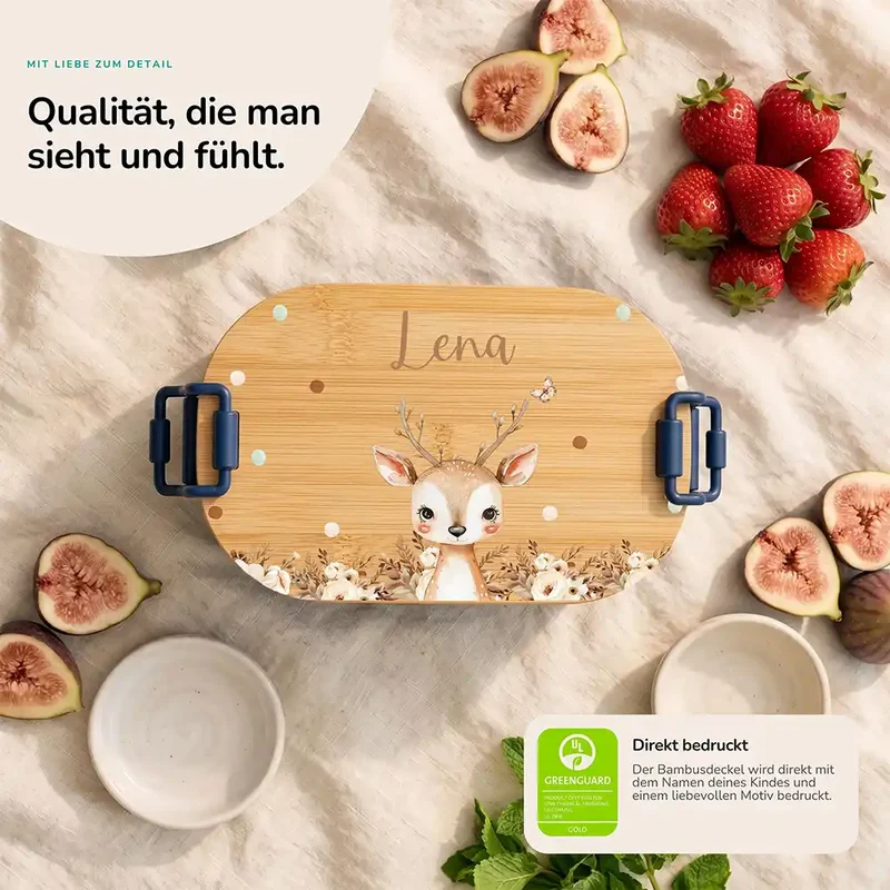 Brotdose Kinder personalisiert, Rehkitz Boho