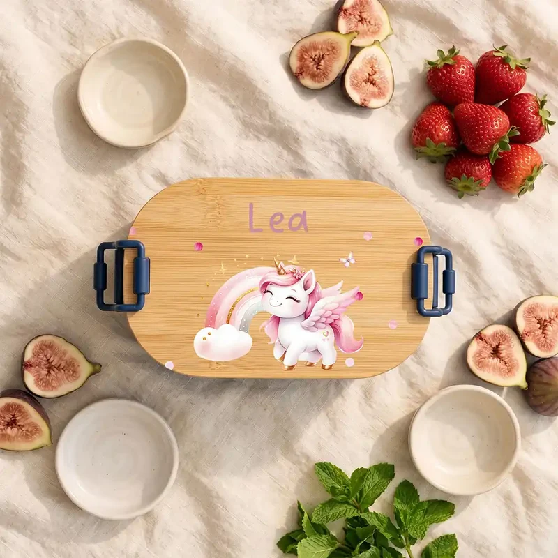 Brotdose Kinder personalisiert, Einhorn Regenbogen