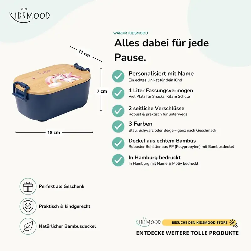 Brotdose Kinder personalisiert, Einhorn Regenbogen