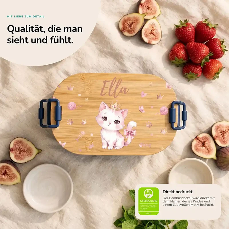 Brotdose Kinder personalisiert, Katze mit Krone