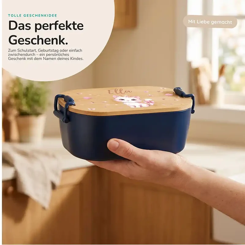Brotdose Kinder personalisiert, Katze mit Krone