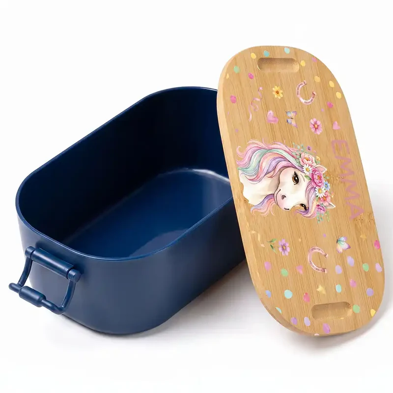 Brotdose Kinder personalisiert, Einhorn Blumenkranz