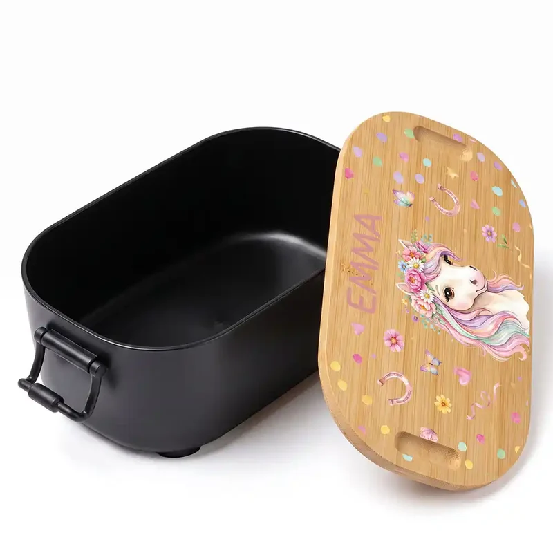 Brotdose Kinder personalisiert, Einhorn Blumenkranz