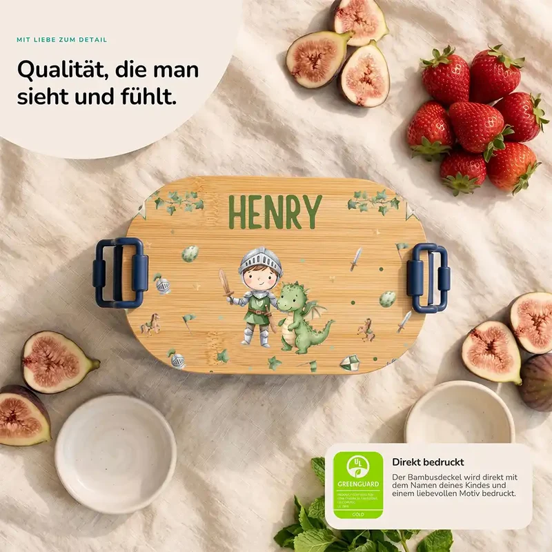 Brotdose Kinder personalisiert, Ritter mit Drache