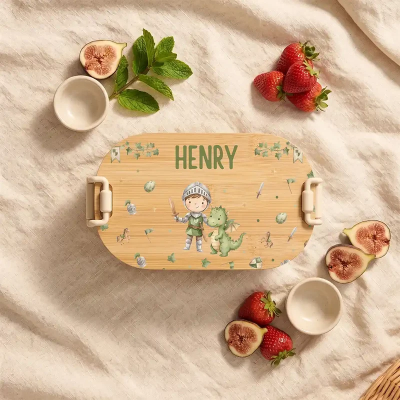 Brotdose Kinder personalisiert, Ritter mit Drache