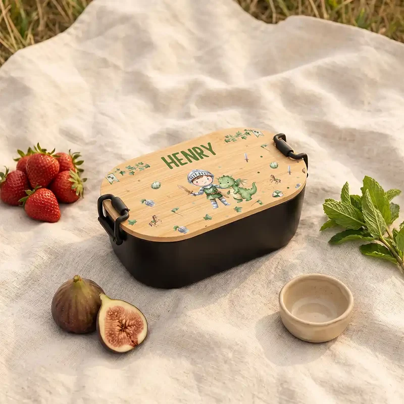 Brotdose Kinder personalisiert, Ritter mit Drache