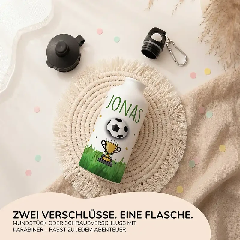 Personalisierte Trinkflasche Kinder – Fußball Pokal