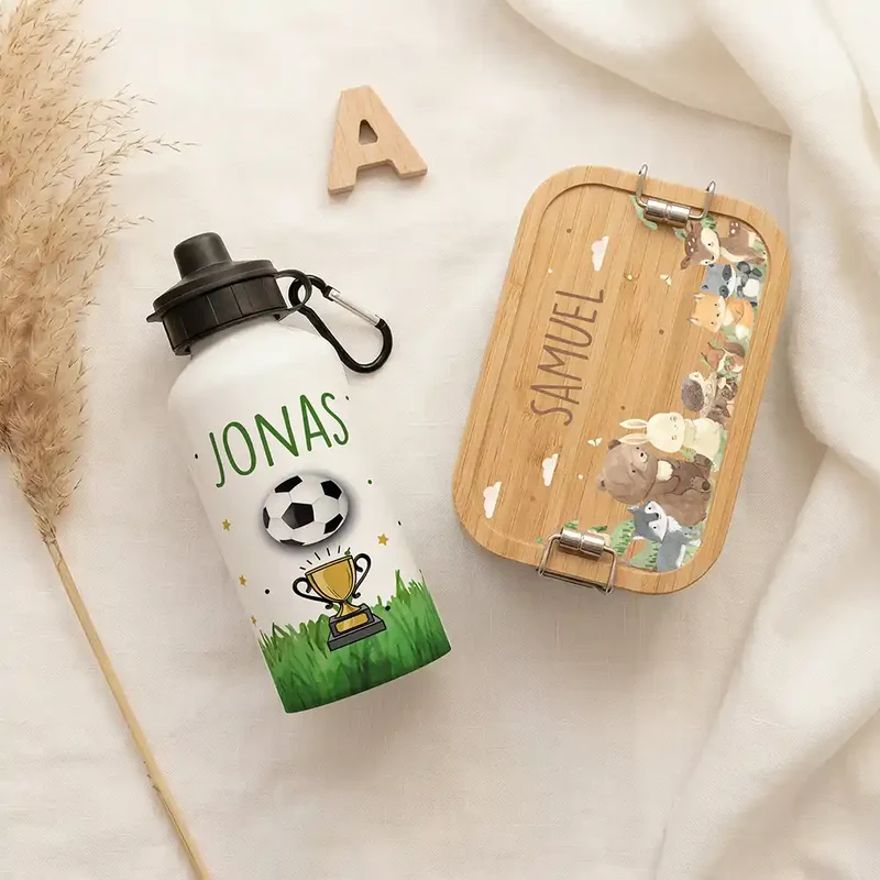 Personalisierte Trinkflasche Kinder – Fußball Pokal