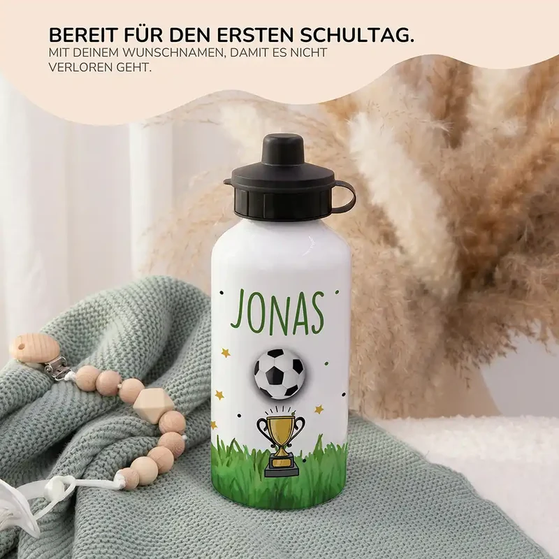 Personalisierte Trinkflasche Kinder – Fußball Pokal
