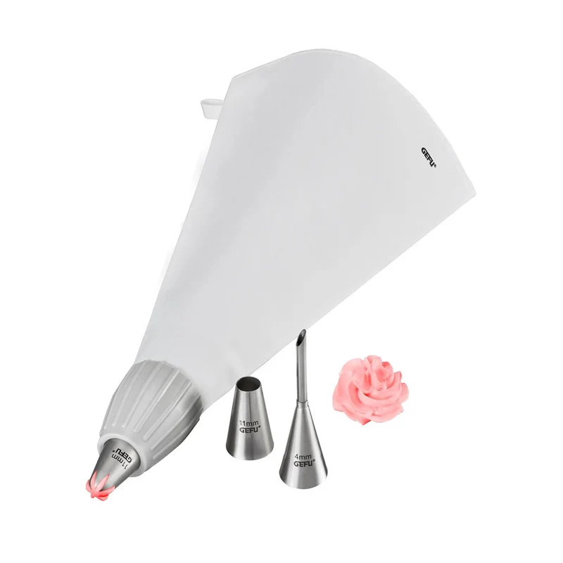 -GEFU- "DECORE" Spritzbeutel-Set 5-teilig, Edelstahl Baumwolle Kunststoff