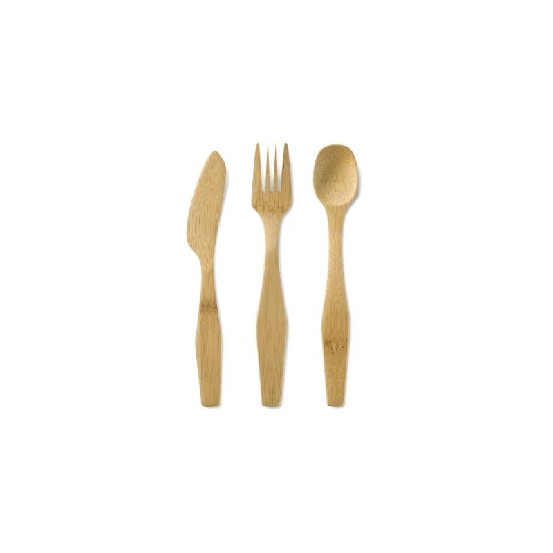 bambu Besteck Set 3teilig Messer Gabel Löffel Set aus Bambus