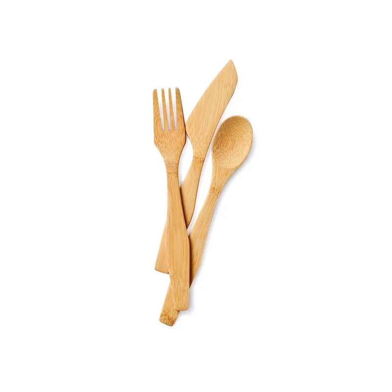 bambu Besteck Set 3teilig Messer Gabel Löffel Set aus Bambus