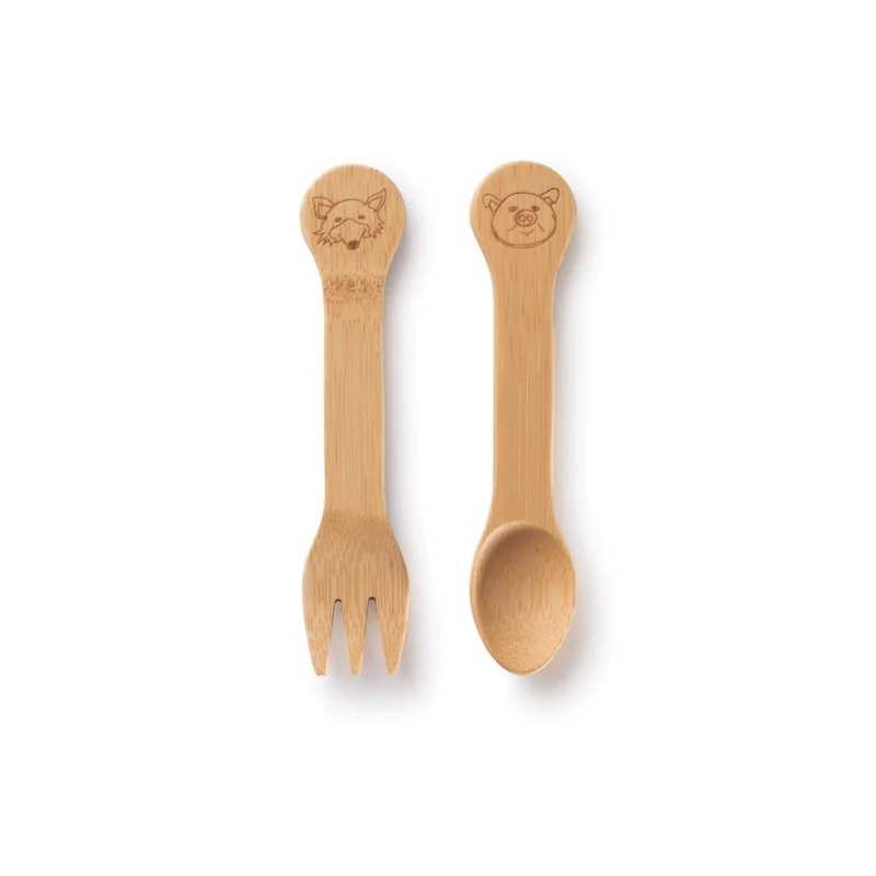 bambu Kinderbesteck Löffel Gabel aus Bambus 18m+