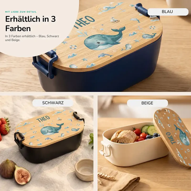 Brotdose Kinder personalisiert, Wal und Delfin