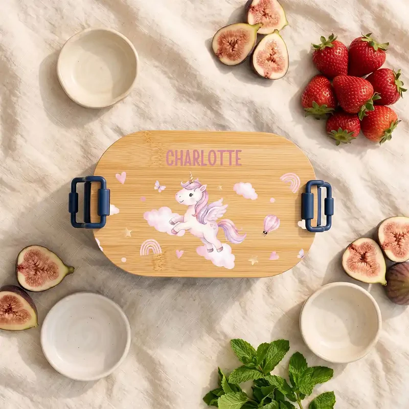 Brotdose Kinder personalisiert, Einhorn Wolken