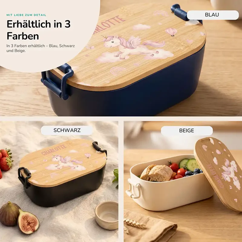 Brotdose Kinder personalisiert, Einhorn Wolken