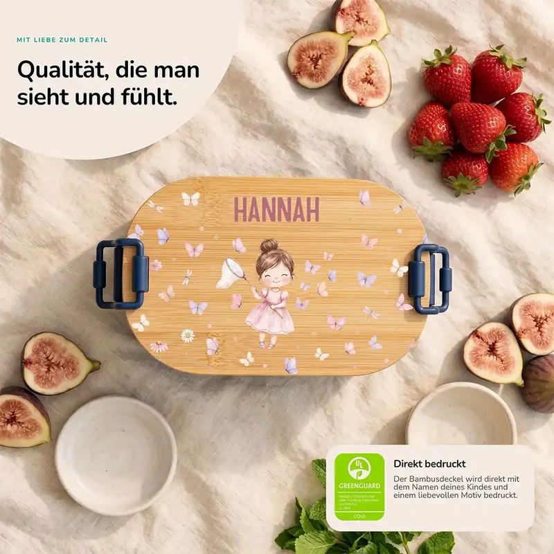 Brotdose Kinder personalisiert, Mädchen Schmetterlinge