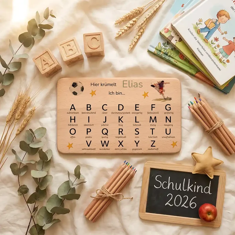 ABC Brettchen Kinder personalisiert – Fußball Adler