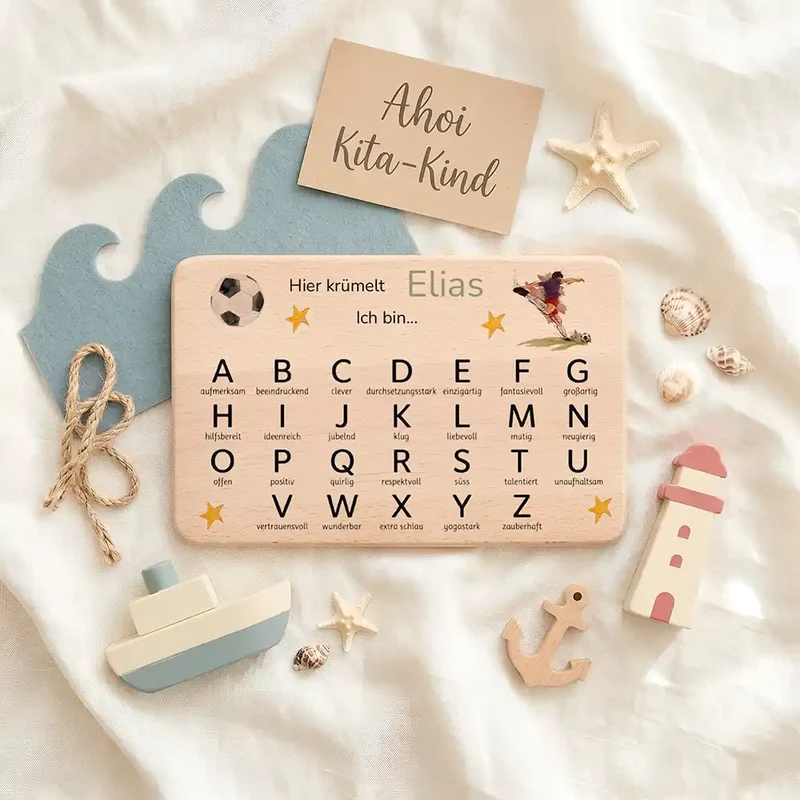 ABC Brettchen Kinder personalisiert – Fußball Adler