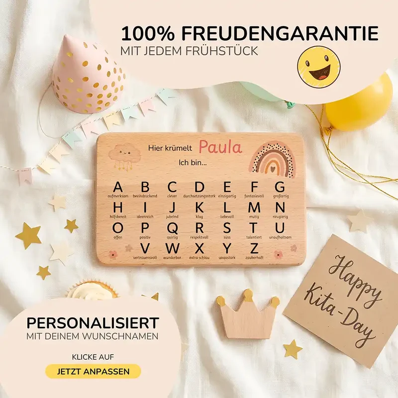 ABC Brettchen Kinder personalisiert – Wildblumen Boho